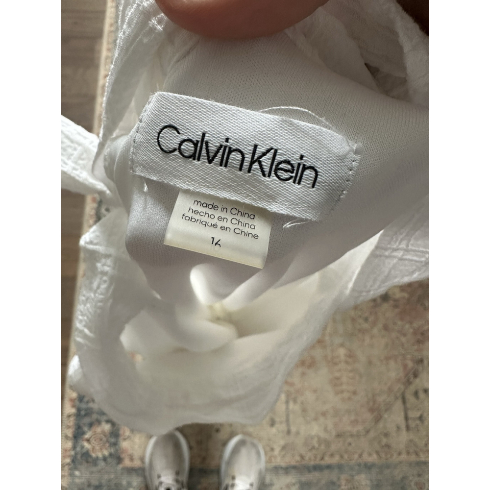 Calvin Klein White Sleeveless Sundress Size 16 Lined - Picture 3 of 6